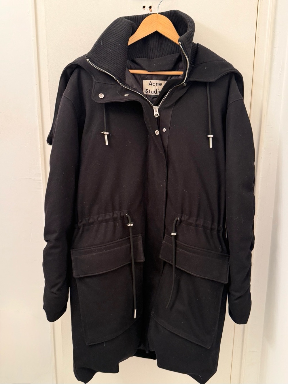 Acne Studios Black Field Parka with Ribbed Funnel Collar